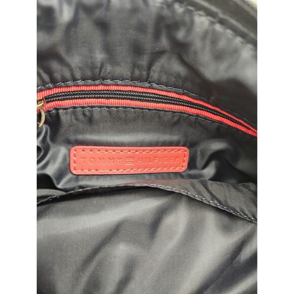 Tommy Hilfiger Logo Crossbody Bag Black Tan Monogram Adjustable Strap Gold HW - Picture 7 of 8